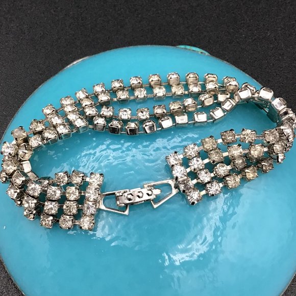 Vintage Multi Strand Rhinestone Bracelet - Picture 13 of 16